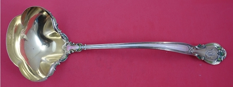 Soup Ladle vermeil enameled w/ applied lacing 13 1/4